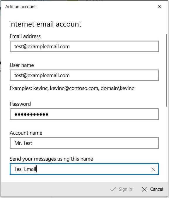 Internet Email Setup
