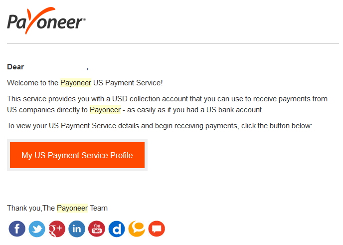 Payoneer - My US Payment Service Profile